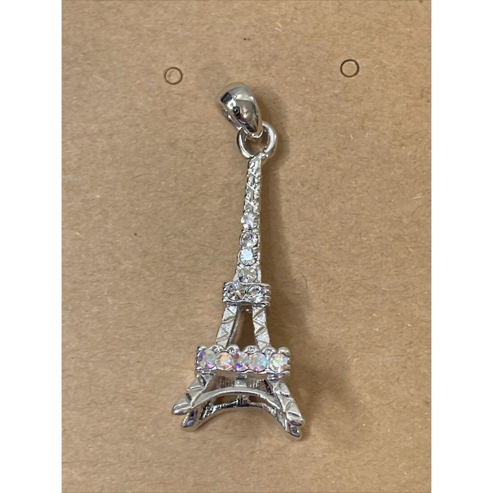 Eiffel Tower‎ Pendant Silver Tone Crystals NWOT
